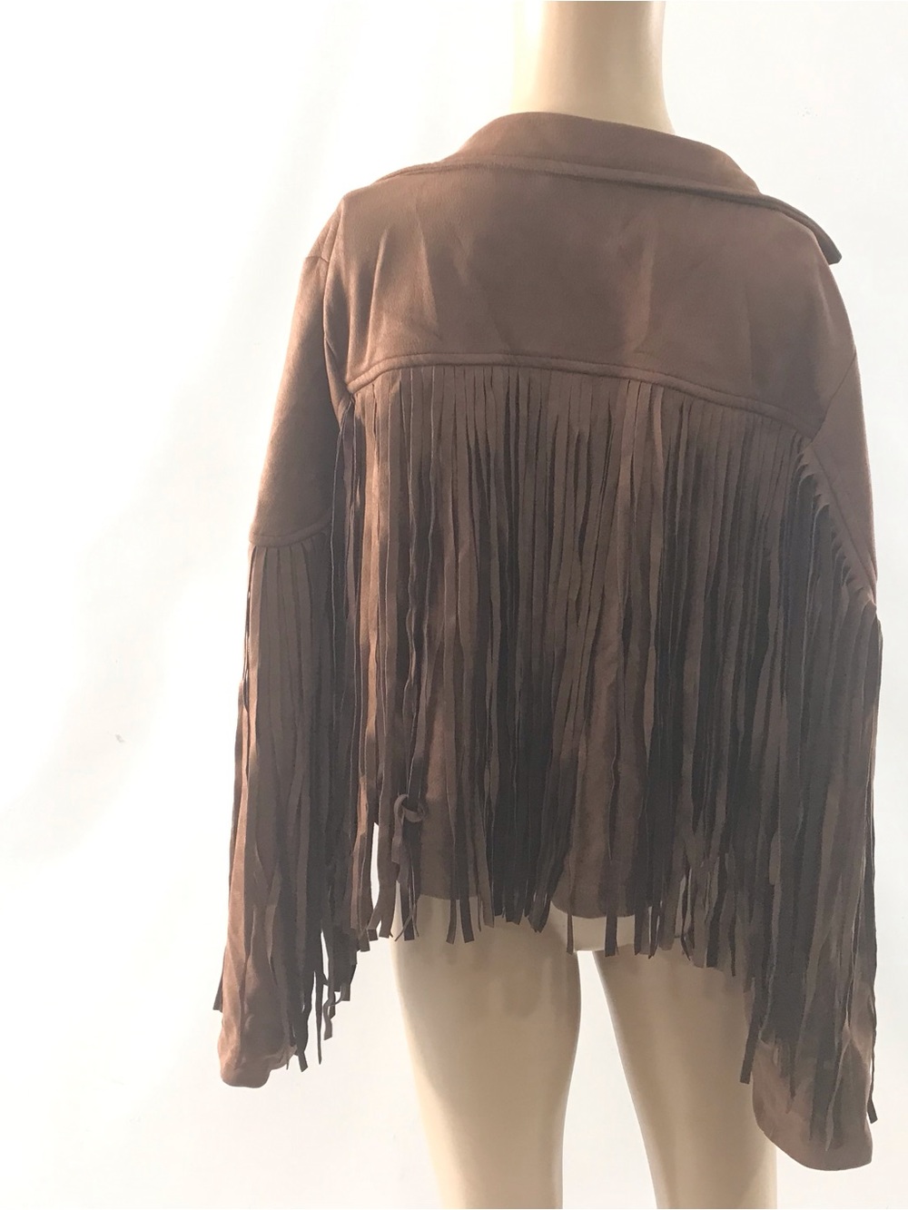 New Women's Size M Western Fringe Faux Suede Fashion Jacket Boho Cowboy Brown - Picture 4 of 9